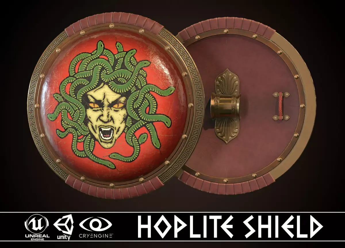 Hoplite Shield Gorgon 3 Low-poly 3D model