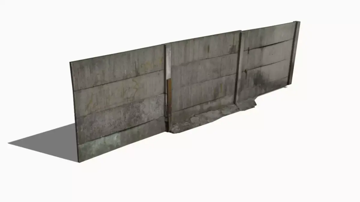 Concrete Fence Wall Low-poly 3D model