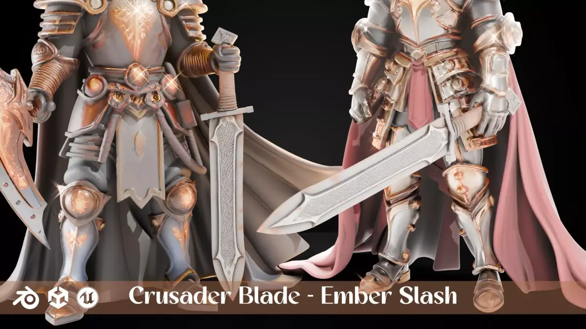 Stylized Sword - Crusader Blade Ember Slash - Game Ready 3D model