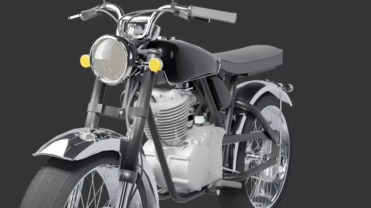 Classic Retro Motorcycle 3D Model     PBR Blender FBX OBJ GLB 3D model