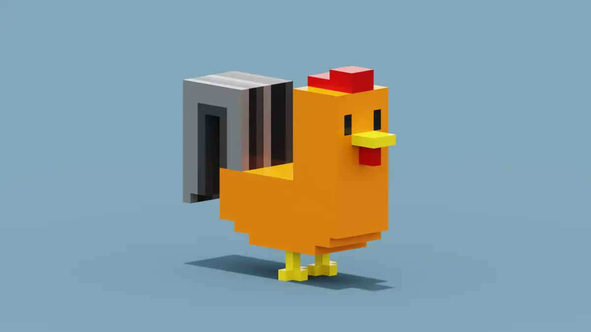 Voxel Cockerel Chicken Low-poly 3D model