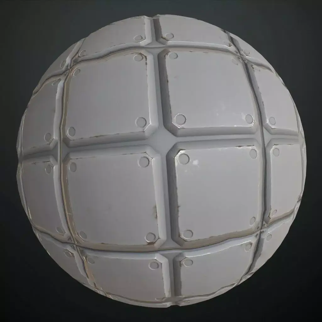 White Sci-Fi Padded Metal Plate PBR Seamless Texture