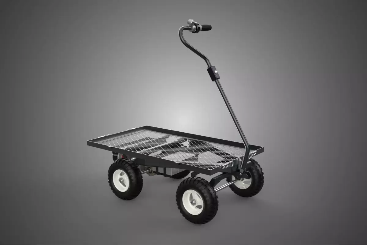 ELECTRIC METAL GRID MESH FLAT BED DECK TRAY TROLLEY CART WAGON 4 3D model