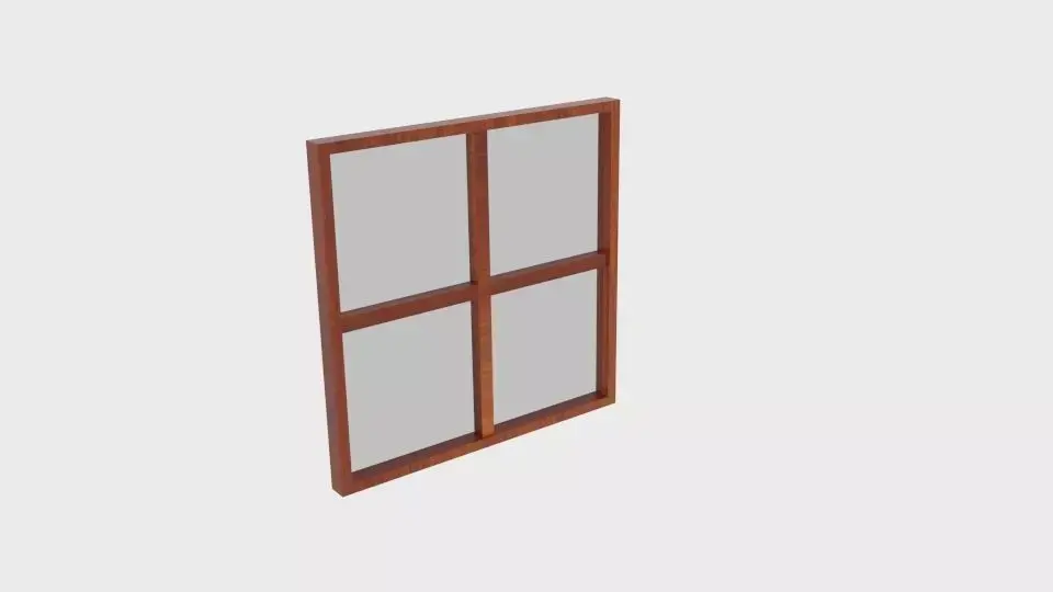Wooden Square Window Low-poly 3D model