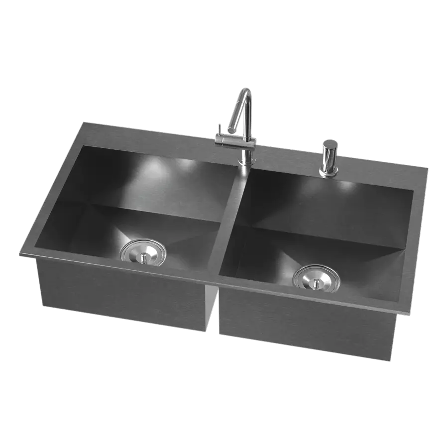  Stainless Steel Double Bowl Kitchen Sink Model, Dark Grey 