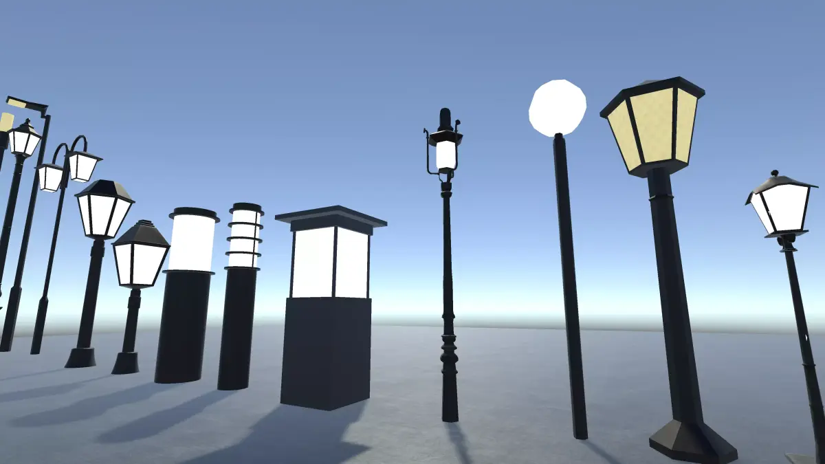 3D Street Lamp Models Collection  Game Ready Assets Low-poly 3D model