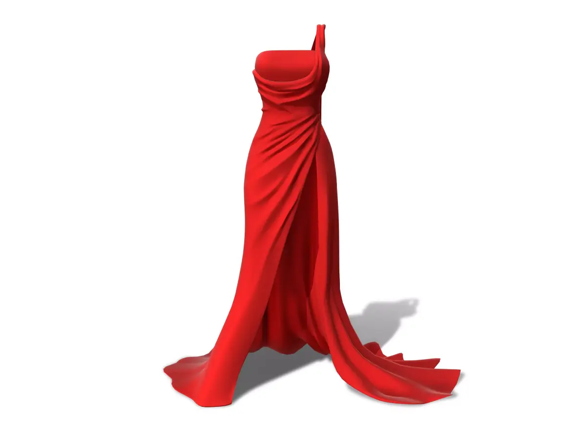 One Shoulder Prom Dress Low-poly 3D model