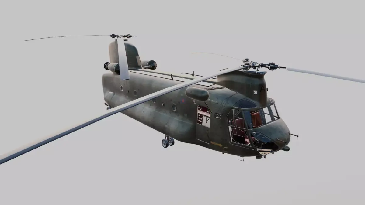 CH 47 Chinook Military Transport Helicopter with Interior 3D model