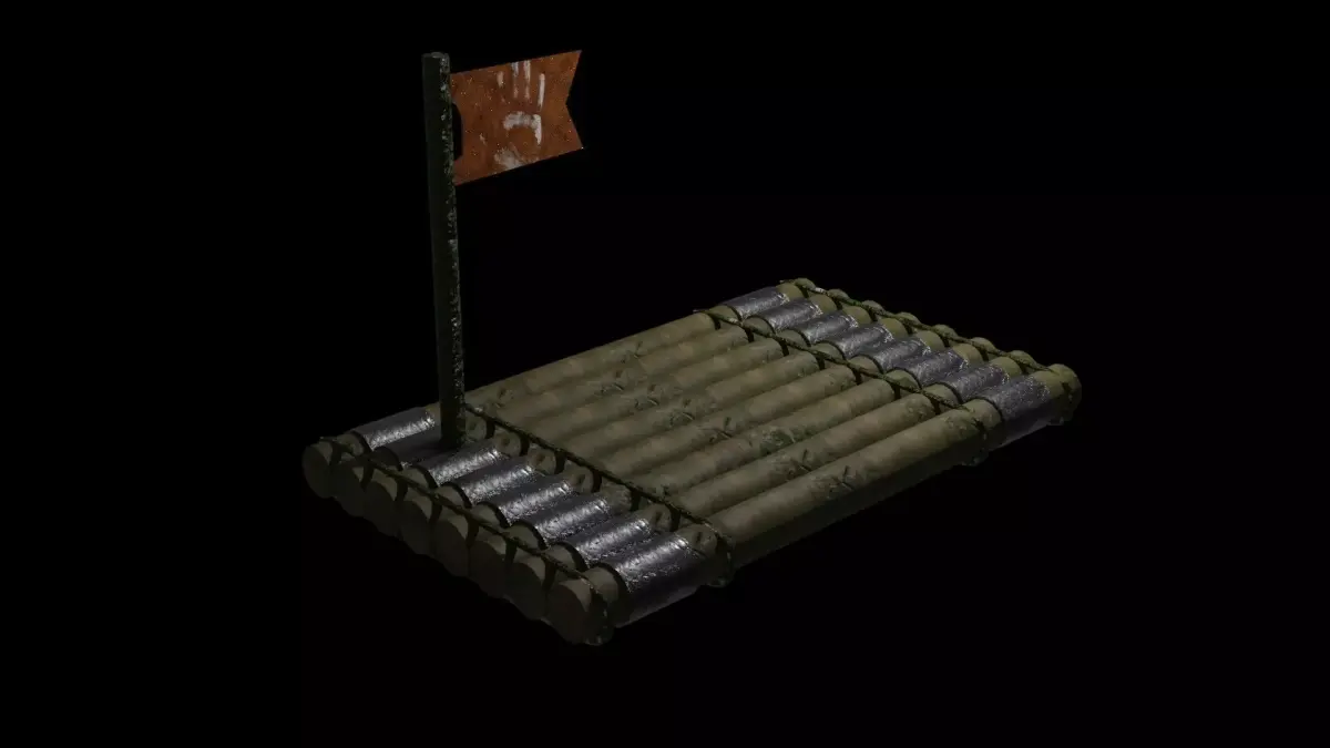 3Wrap Low Poly 3dModel pile of barrels with flag on top Low-poly 3D model
