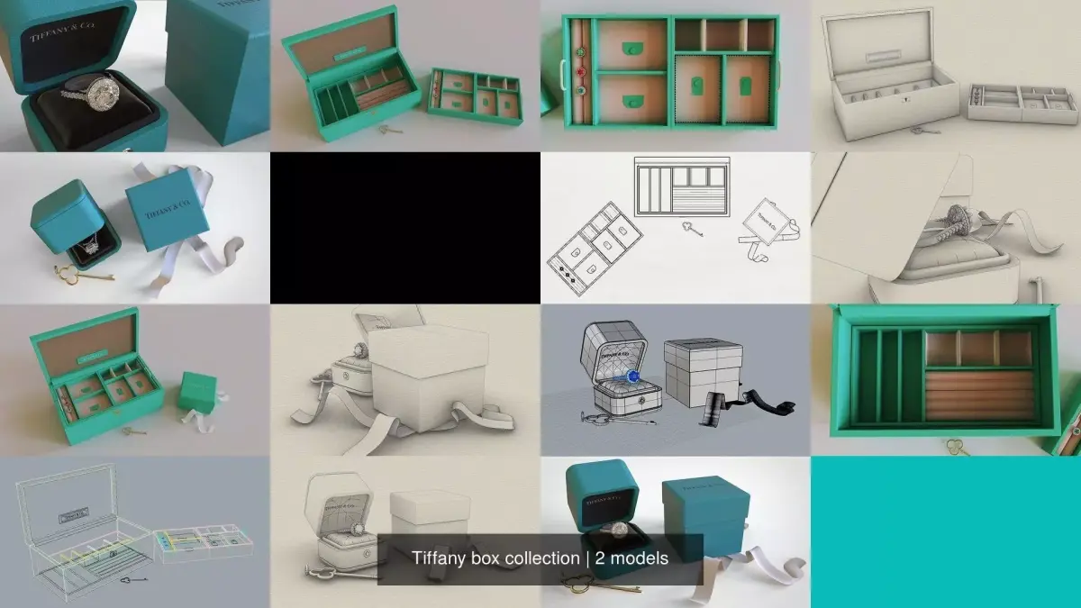 Tiffany box collection 3D Model Pack