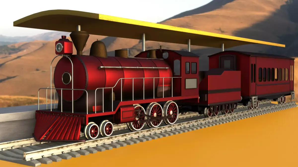 Locomotive on station  3D model