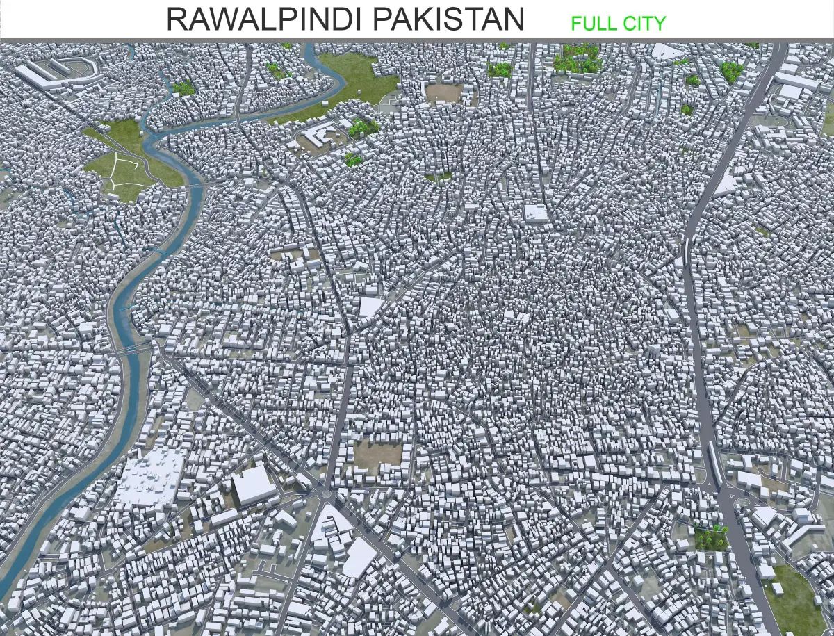 Rawalpindi Pakistan 30km Low-poly 3D model