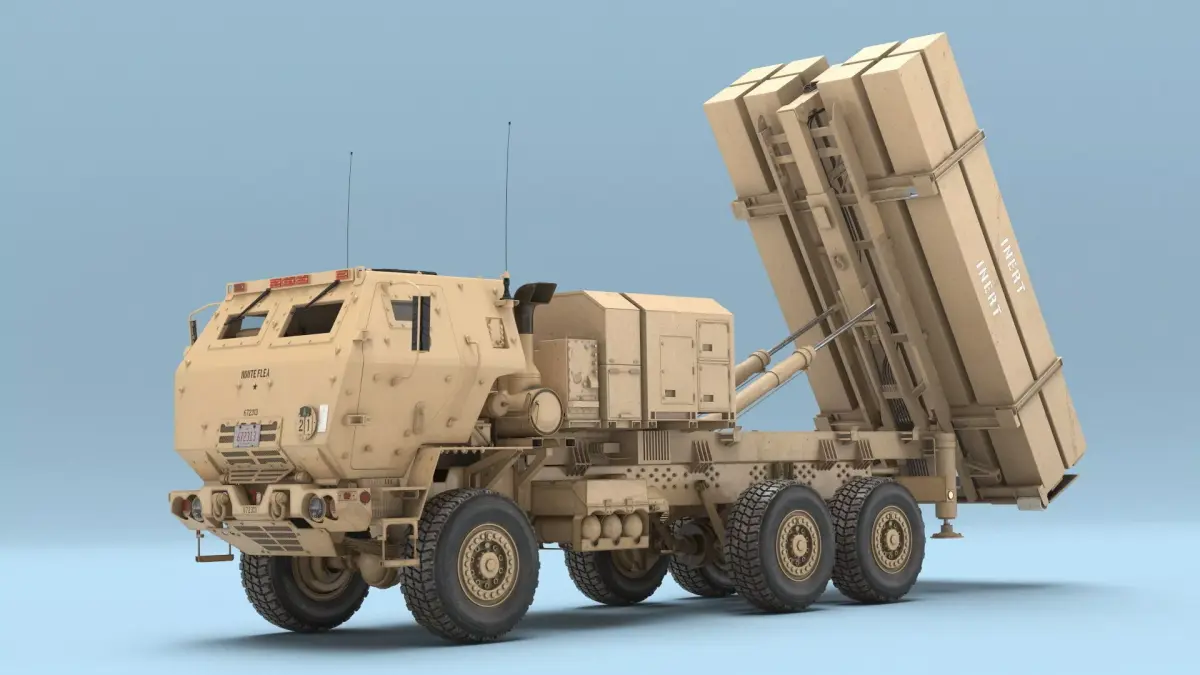 Tactical Air Defense Launcher Military Vehicle Sand Rigged 3D model purchase