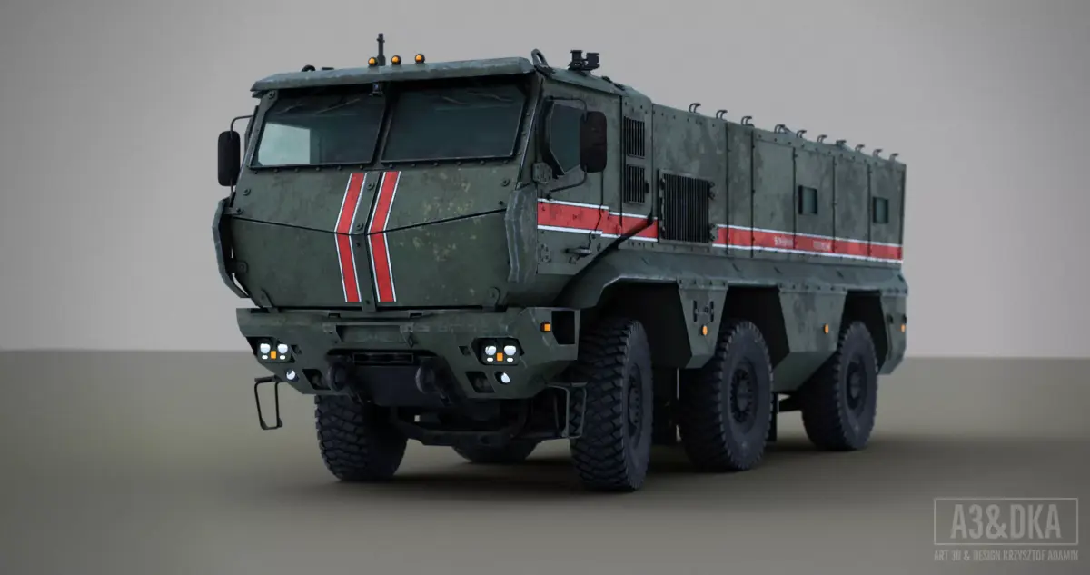 Kamaz Typhoon PBR GR Bonus Destroyed Version Included  Low-poly 3D model