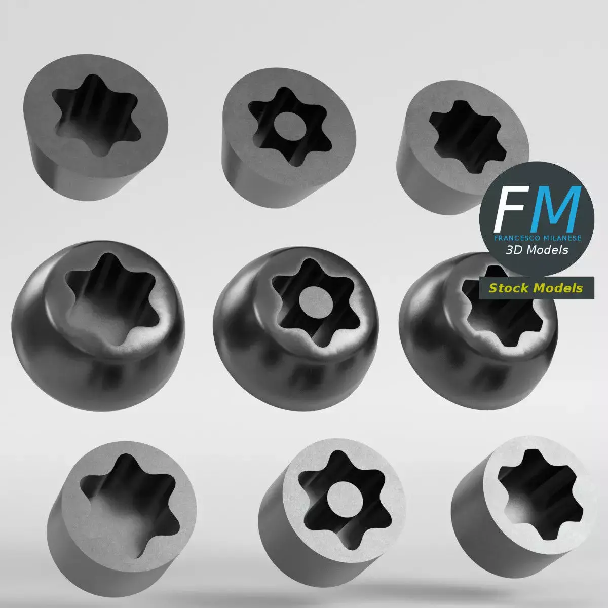6-point star drive screw collection 3D model