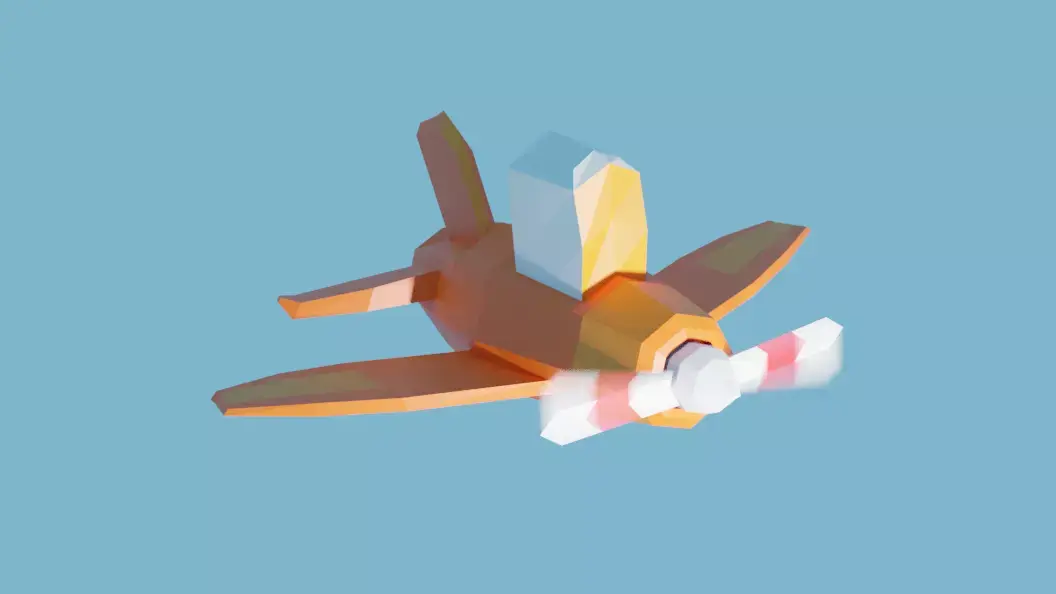 low poly cartoon plane Low-poly 3D model