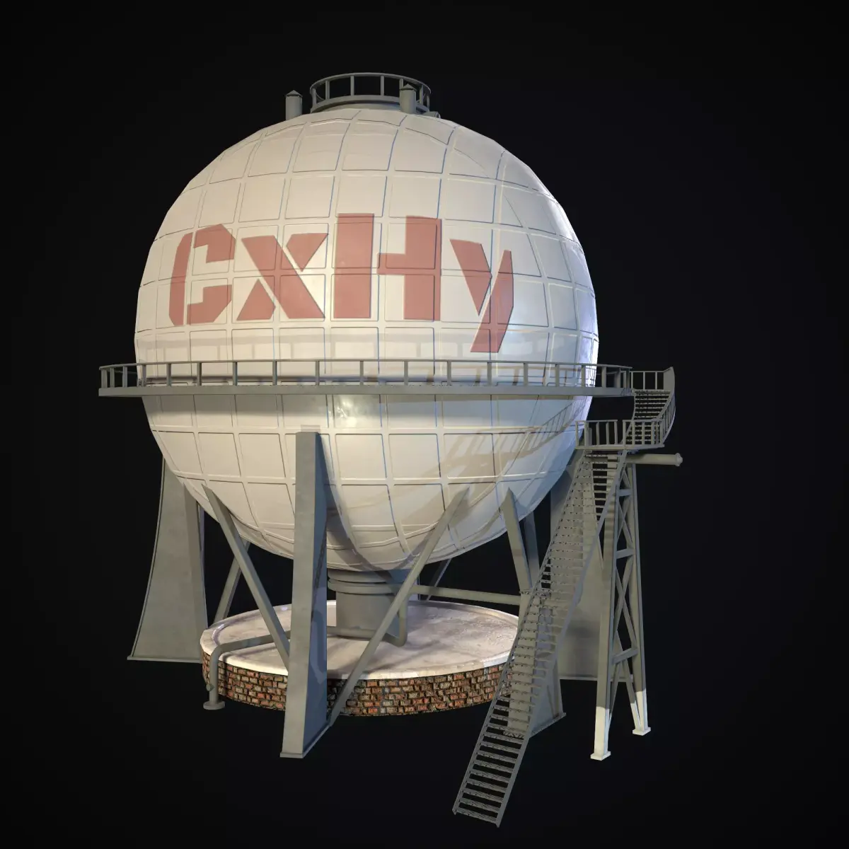 Chemical Tower Low-poly 3D model