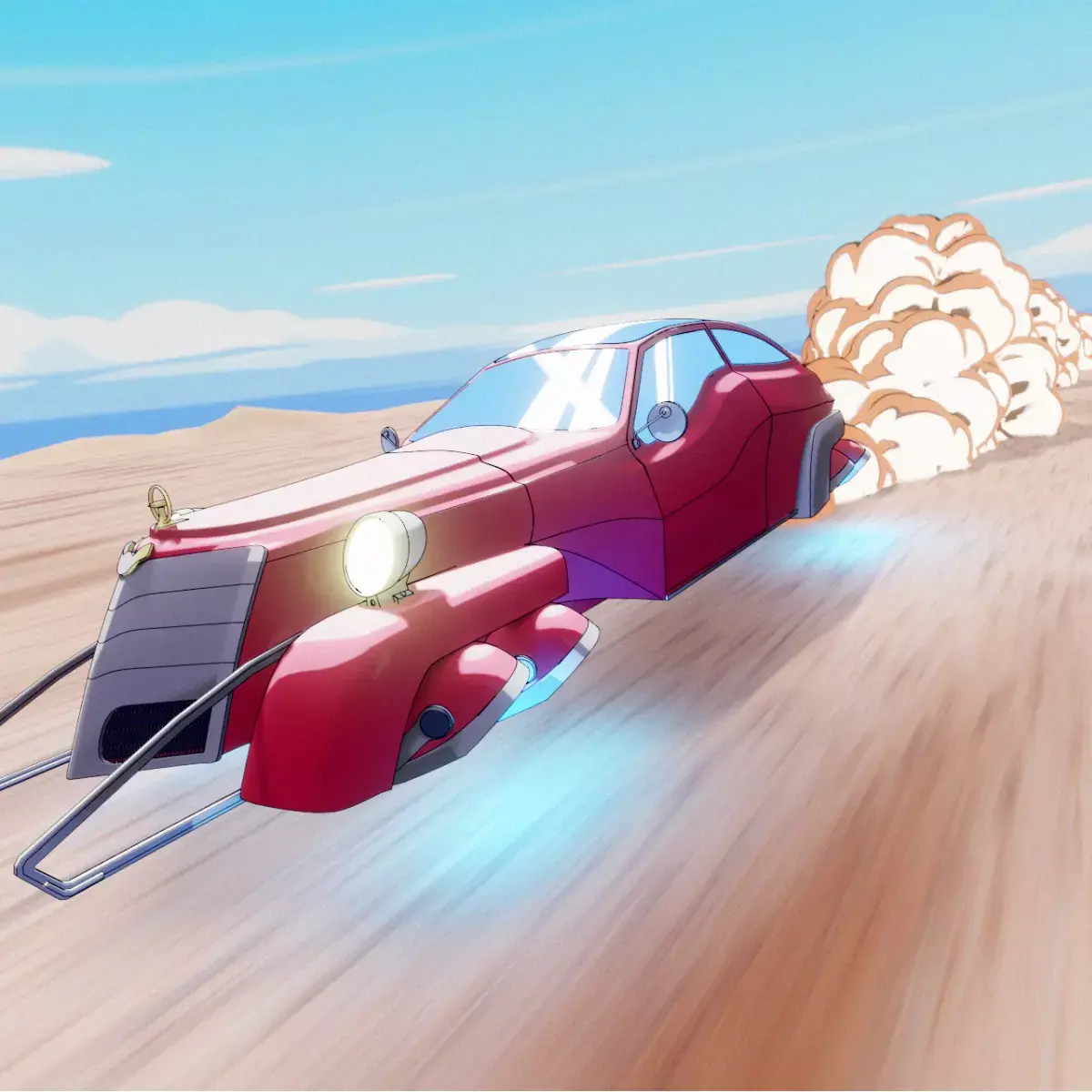Sci-FI old car Animation Free low-poly 3D model
