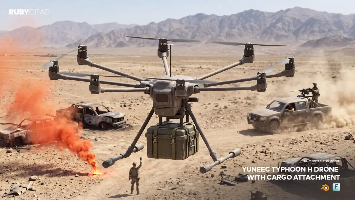 Yuneec Typhoon H Drone with Cargo Attachment 3D model purchase
