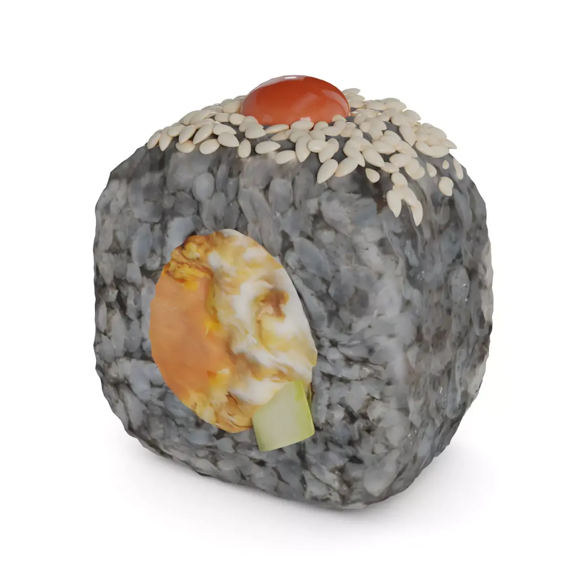 Sushi Smoked salmon cucumber onion chips cream chili sauce se... 3D model