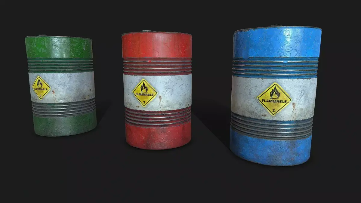 Fuel Barrels Low-poly 3D model