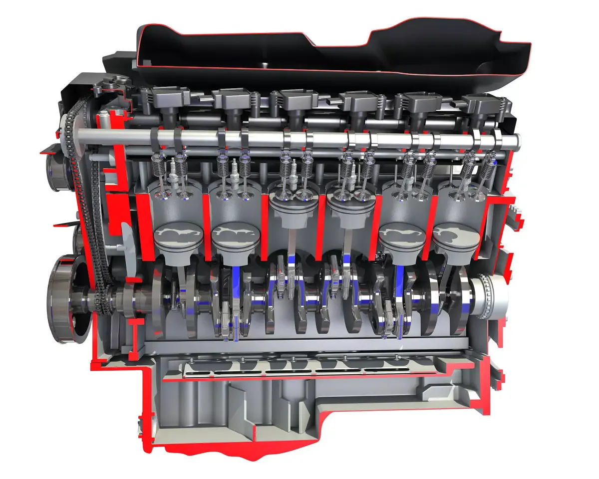 Animated Cutaway V12 Engine 3D model