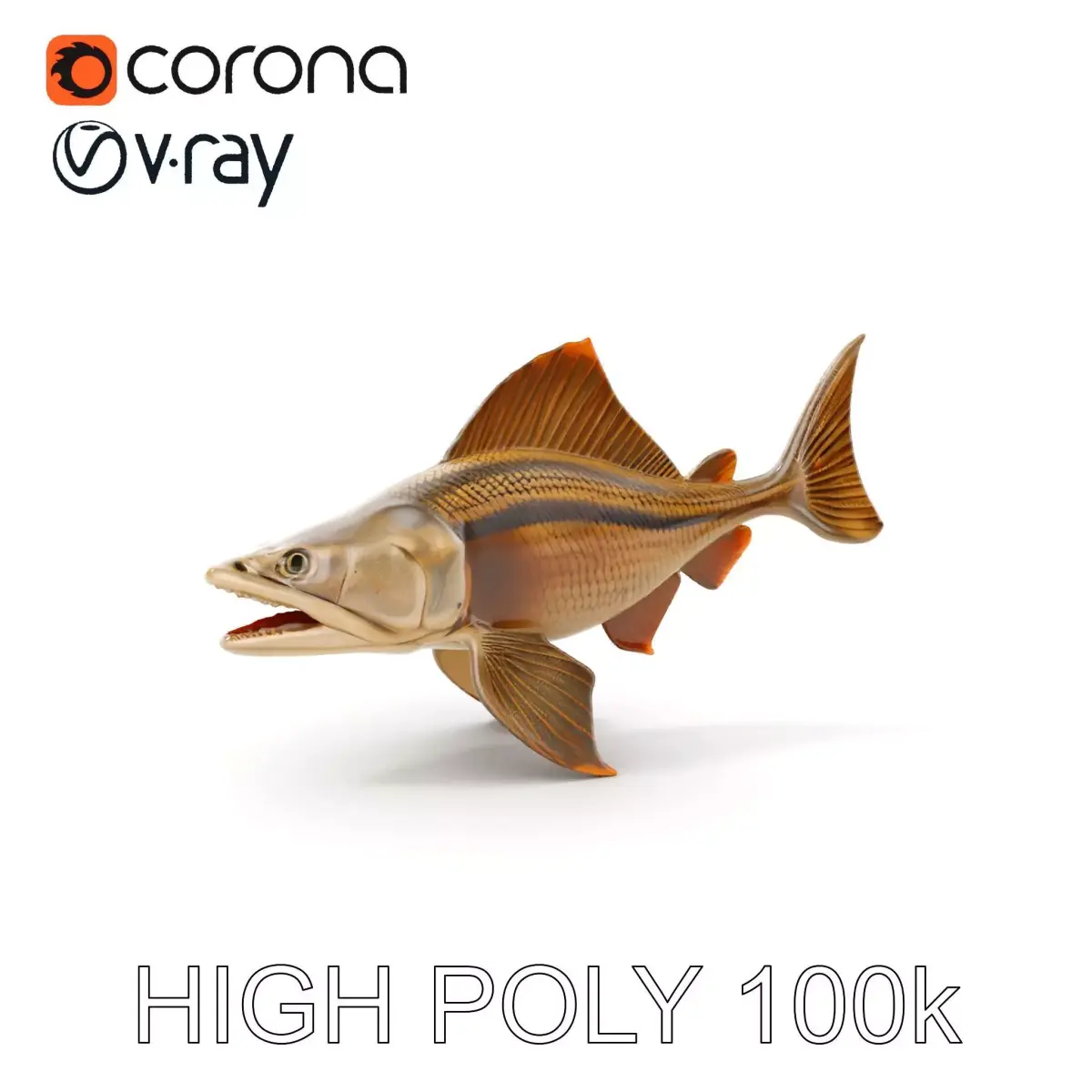 Prehistoric Fish D Model Pack with PBR Textures Low-poly 3D model