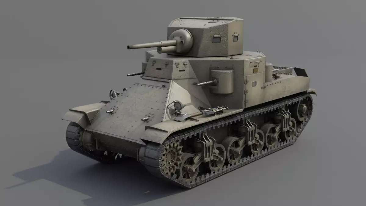 M2A1 Medium Tank Low-poly 3D model