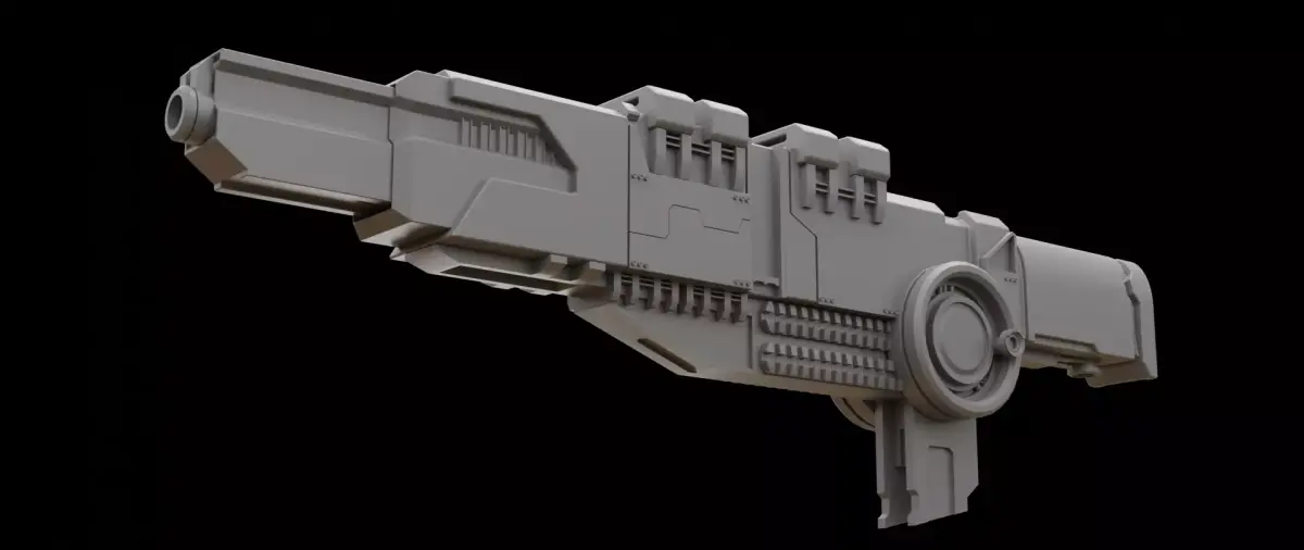 Mecha hard surface cannon 3D model by aungpyaephyopi