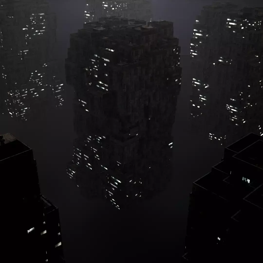 Sci fi night city building 7 Low-poly 3D model