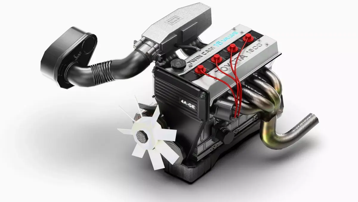 4AGE Toyota Engine Low-poly 3D model