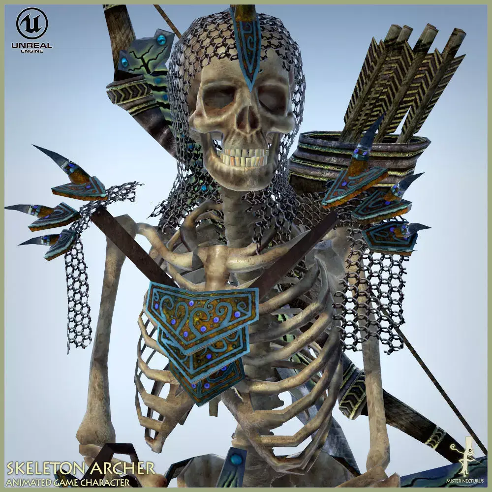 Skeleton Archer Low-poly 3D model