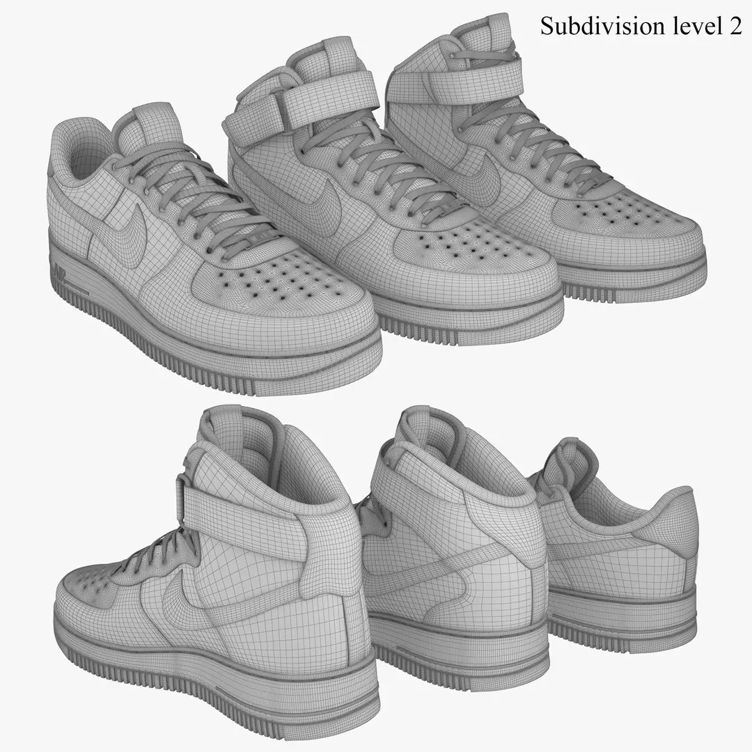 Nike Air Force 1 Set (White) 3D model