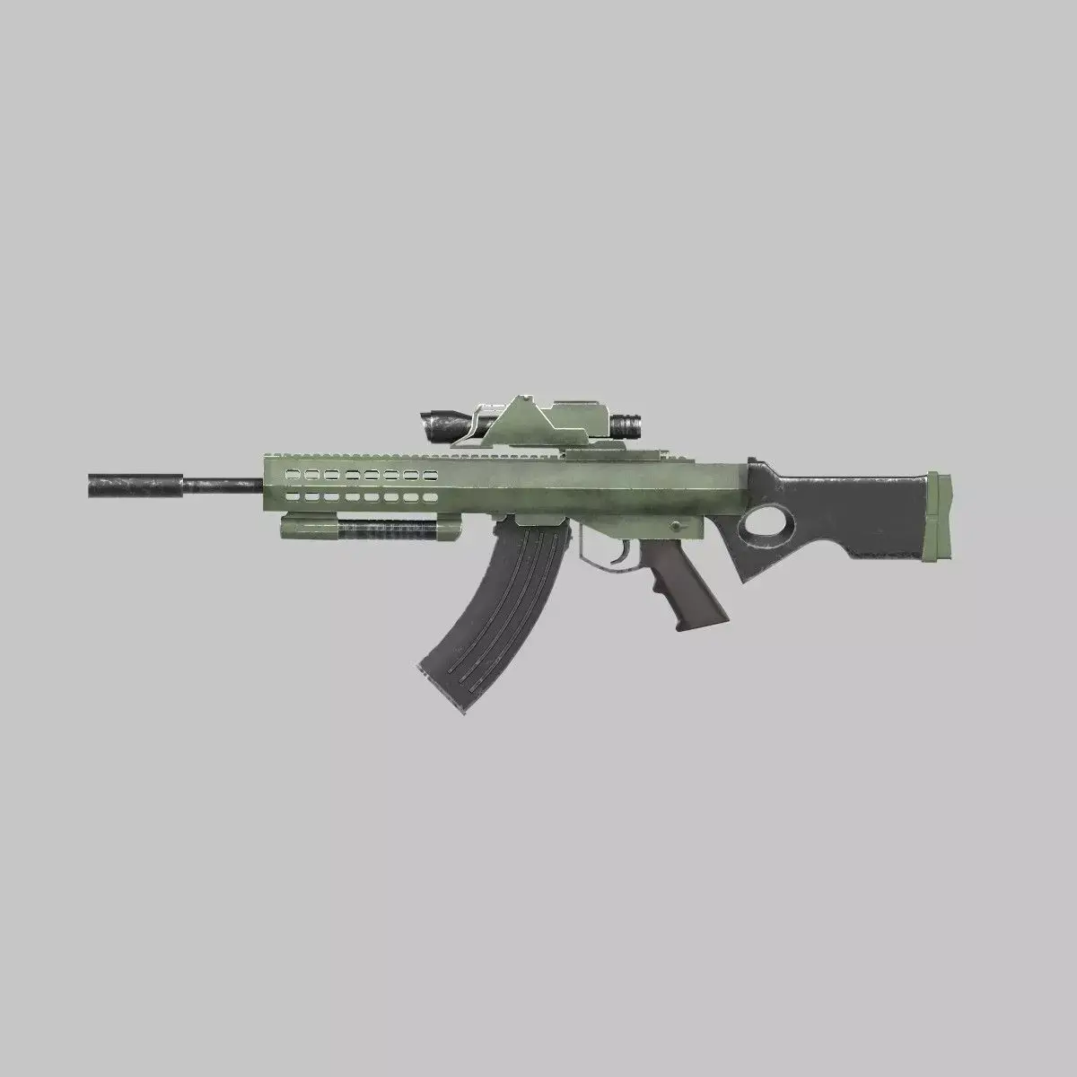 Assault rifle Low-poly 3D model 10