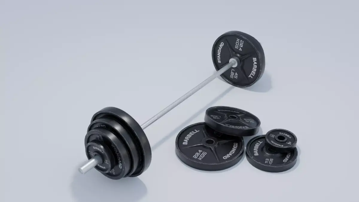 Barbell with 4K and 2K Textures Low-poly 3D model