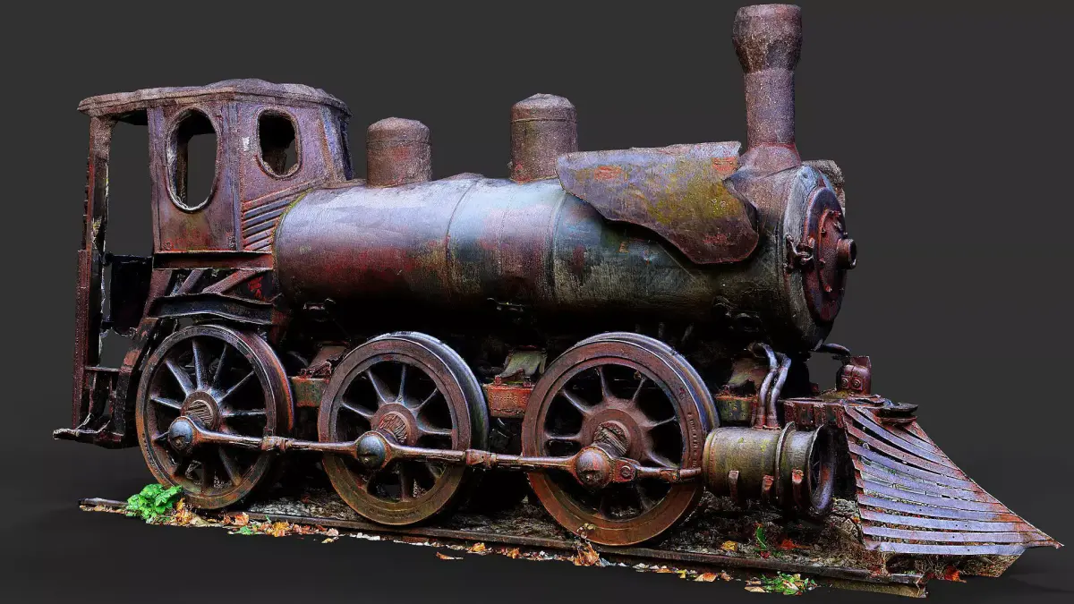 locomotive mining old rusty iron wreck PBR photogrammetry 3D model