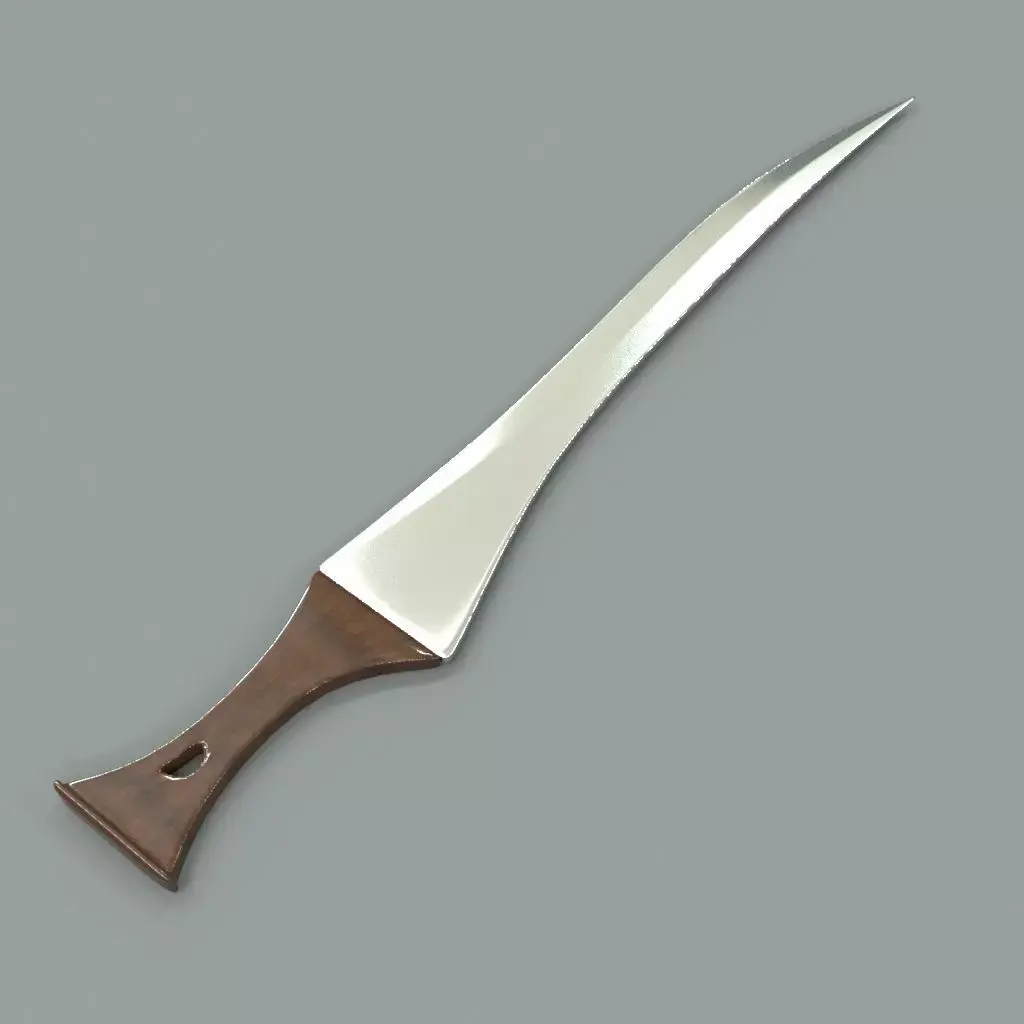 Knife sword with wooden handle Low-poly 3D model