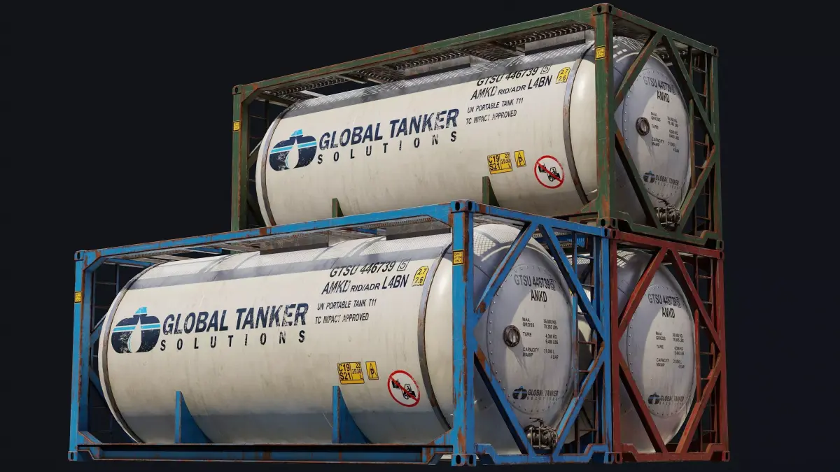 Low Poly PBR ISO Tank Container Low-poly 3D model