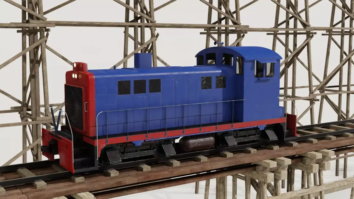 Railway Bridge 3D models complete of locomotive 3D model Low-poly 3D model