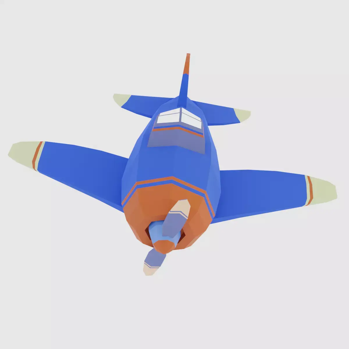Low poly Airplane toy with propellers Low-poly 3D model