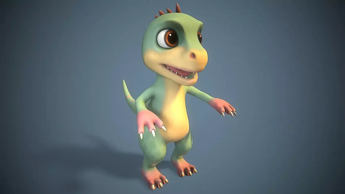 Cartoon young dinosaur Low-poly 3D model