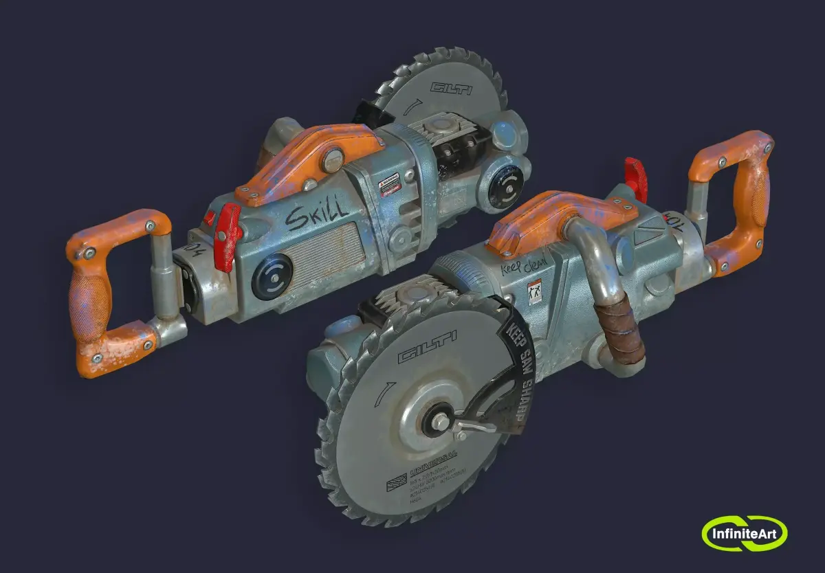 Chainsaw Circular Saw Low-poly 3D model