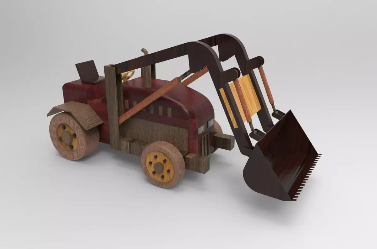 Wooden Wheel Loader Toy Free 3D model