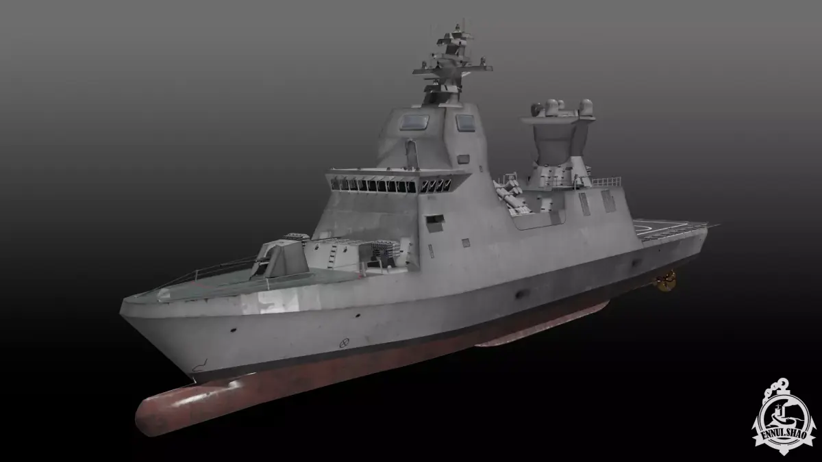 Israeli Navy Saar 6 class corvette Low-poly 3D model
