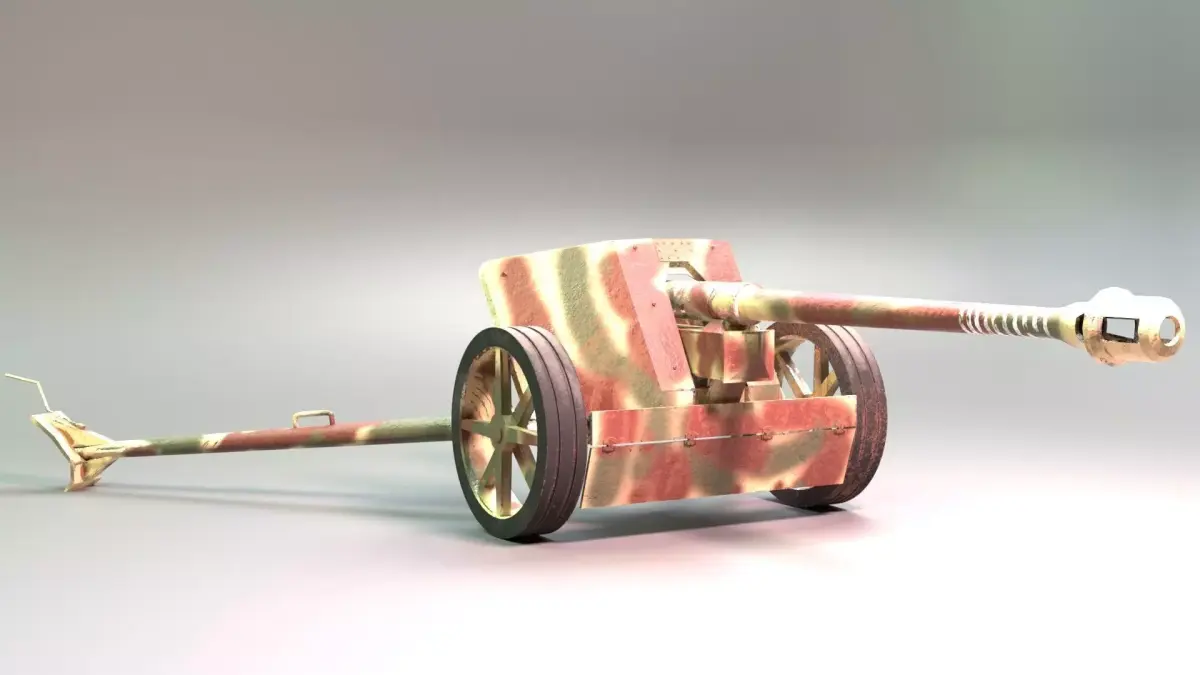 Pak 40 Anti-Tank Gun Low-poly 3D model