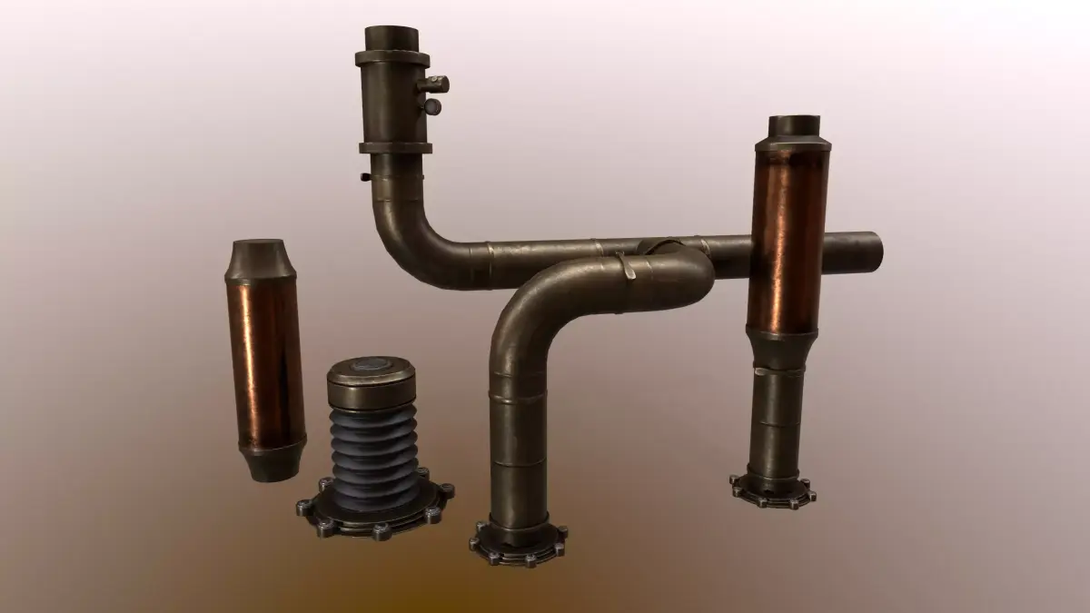 Steampunk Pipes Low-poly 3D model purchase