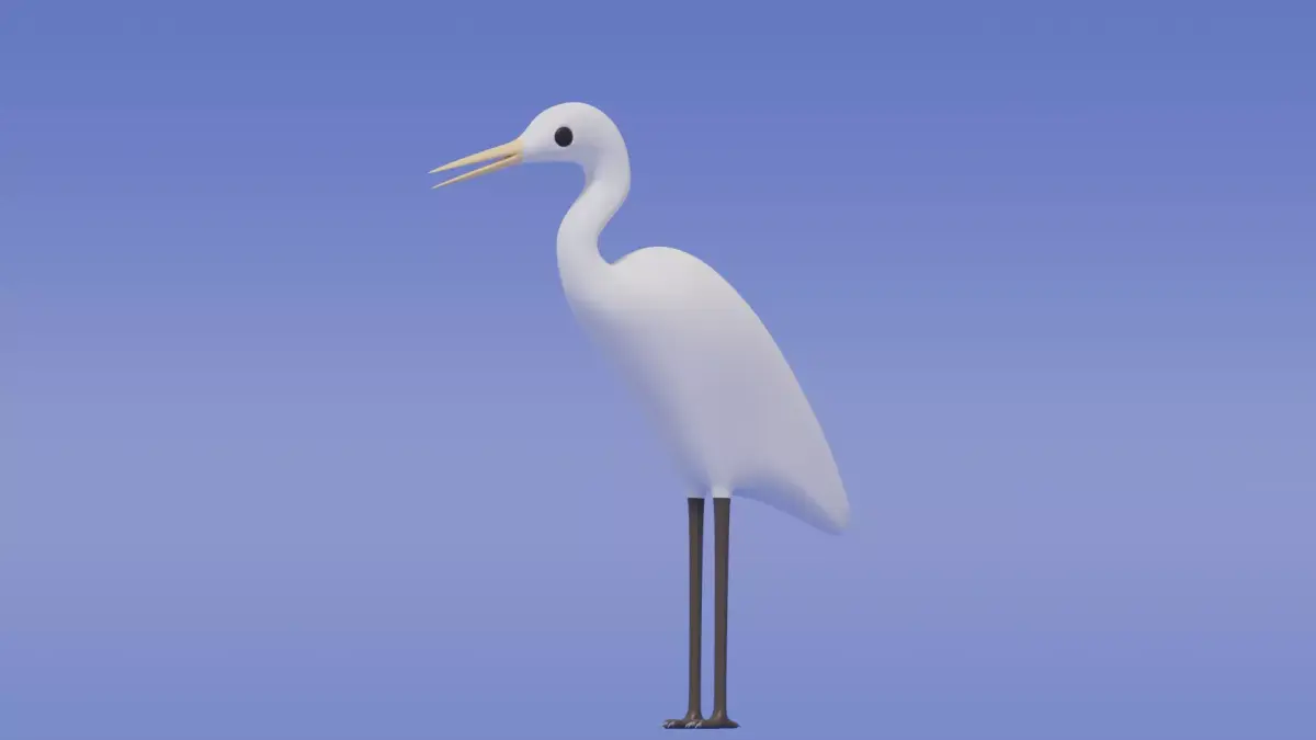 Cartoon Cute Egret Bird 3D model