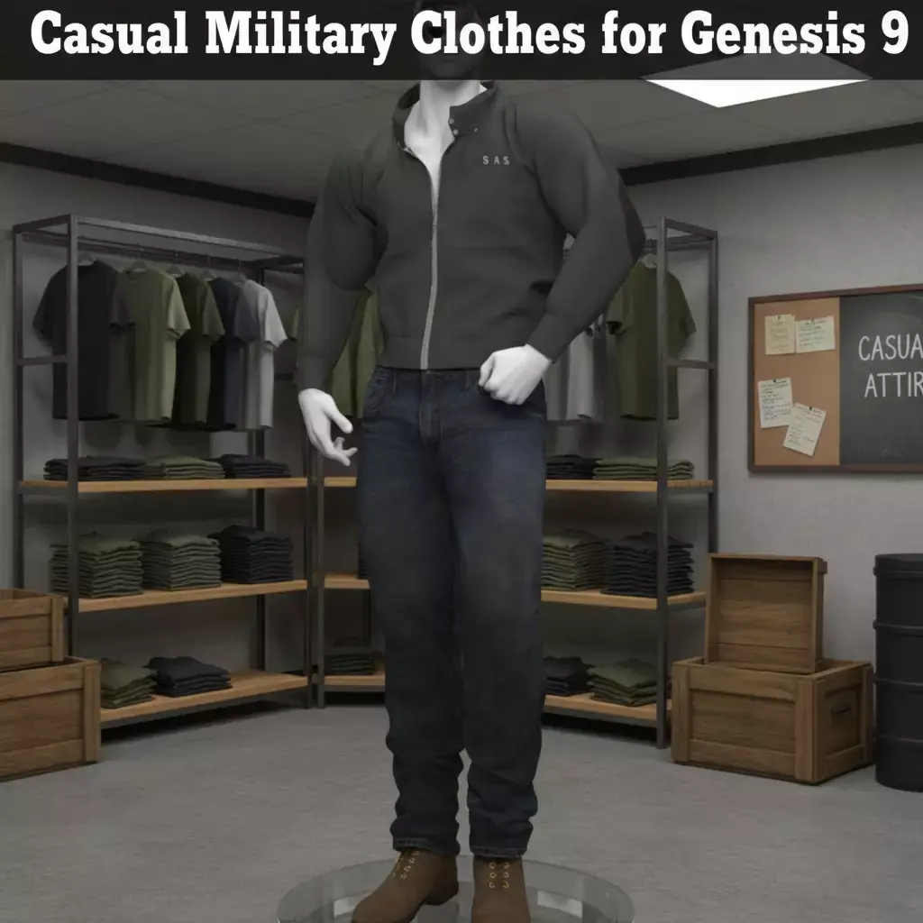 Casual Military Outfit for Genesis 9 3D model