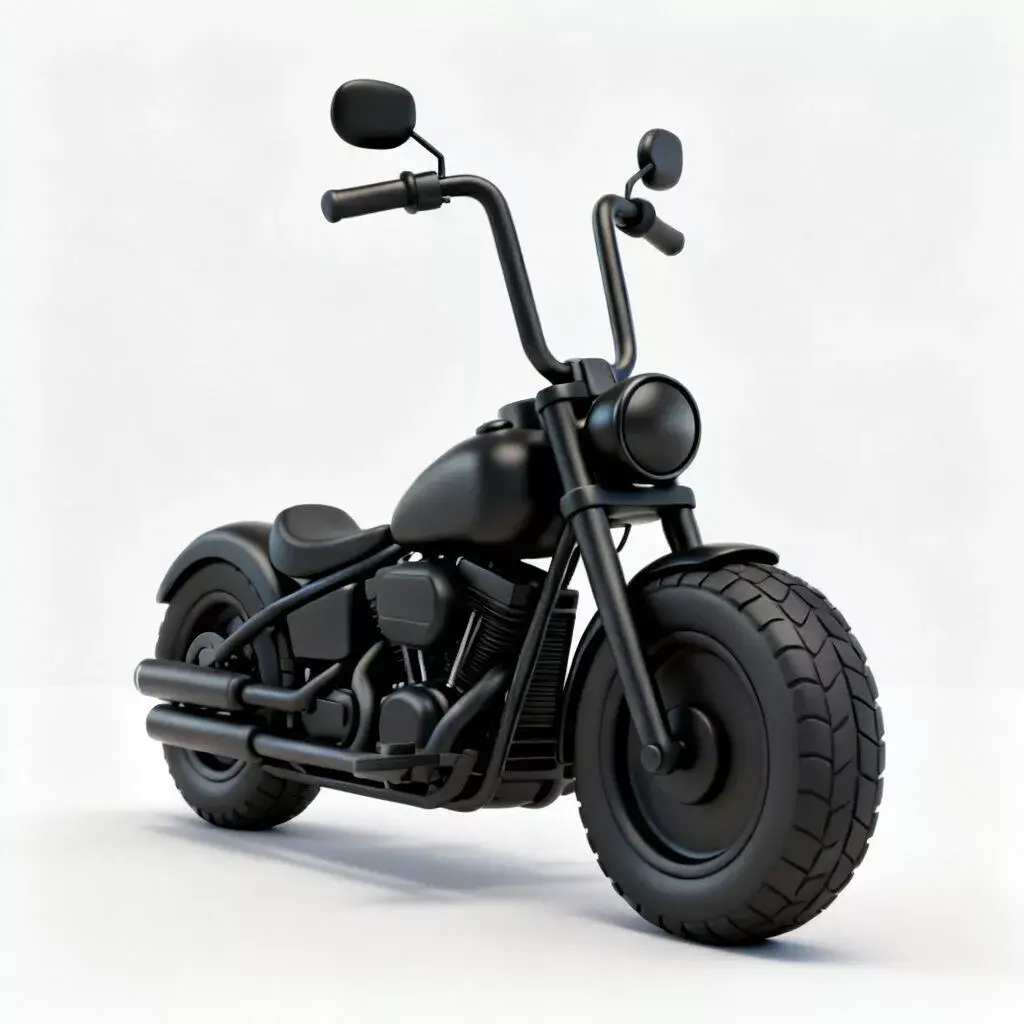 Stylized Cartoon Toy Chopper Black Motorcycle 3d model Low-poly 3D model
