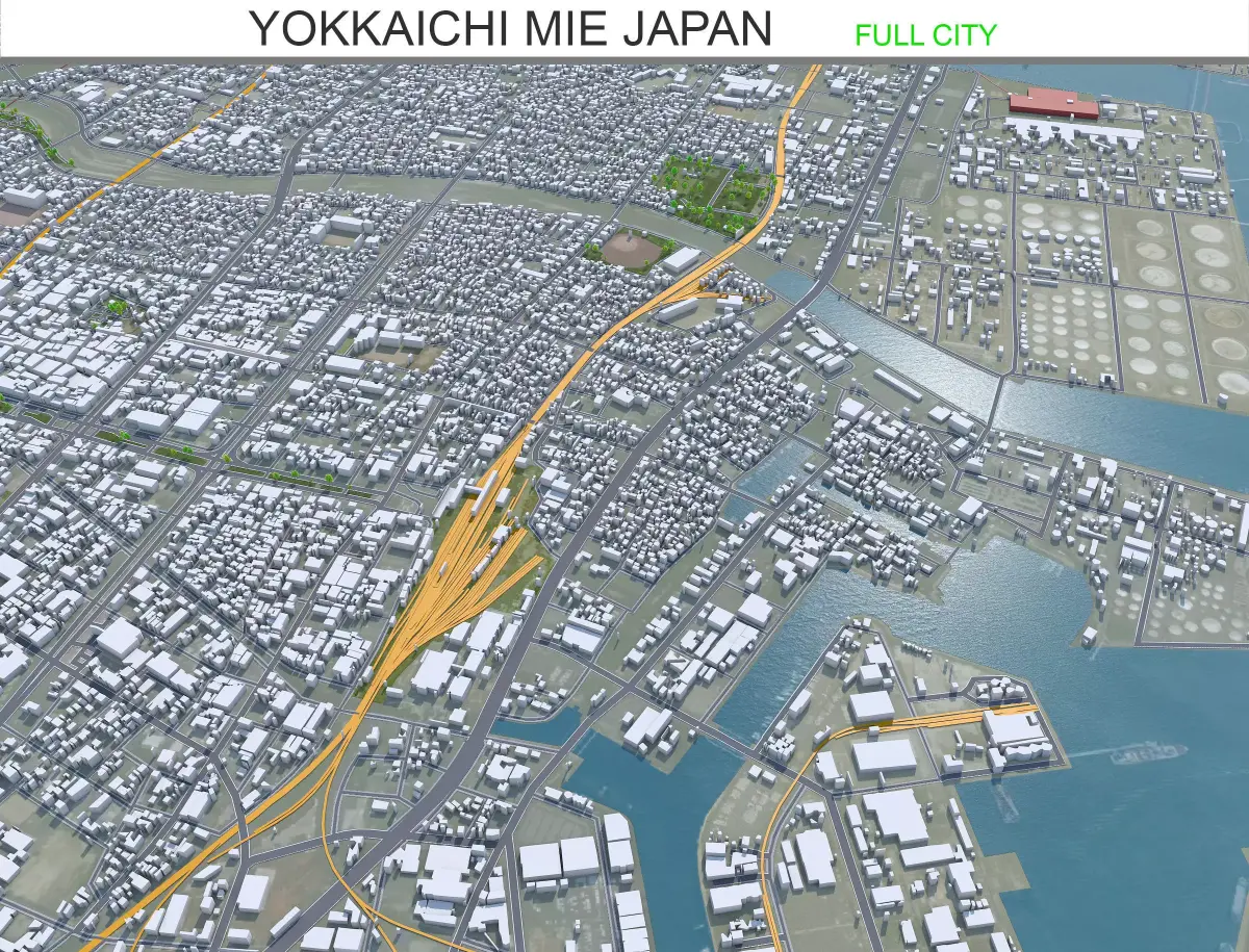 Yokkaichi Mie Japan Low-poly 3D model